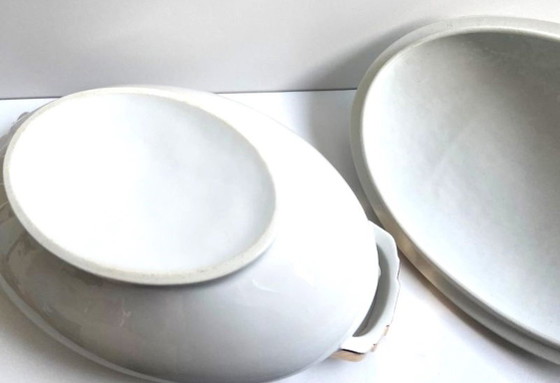 Image 1 of Soupière Légumier Plat de Service Centre de Table Porcelaine Fine Non Signée Art