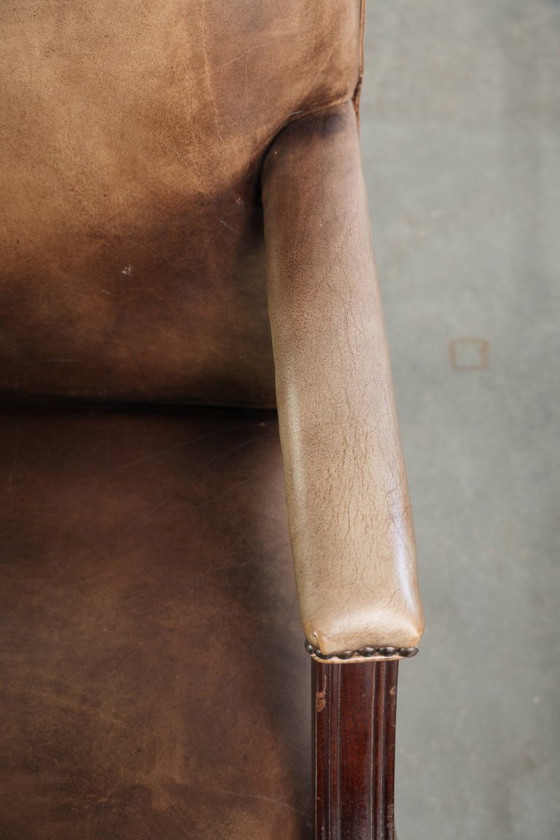 20th Century English Style Cowhide Leather Gainsborough Desk/Occasion Chair with a Luxurious Appearance (photo 8 of 12)