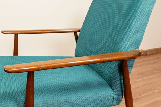 Image 1 of Scandinavian Lounge Chair Mid Century Design Turquoise Vintage Fabric