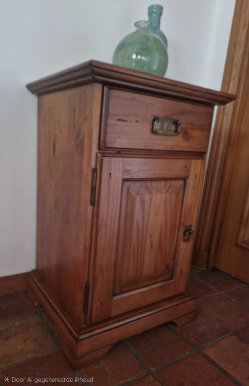 Mobiletto rustico in legno massello, comodino alto, mobiletto da ingresso