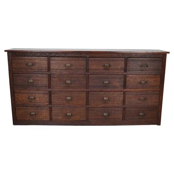 Image 1 of Französischer, restaurierter Apotheker-/Eisenwarenschrank aus Eiche, 1920er/1930er Jahre