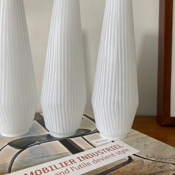 Image 1 of 3 Antique Tulip Shades in White Ribbed Glass for Wall Lamp/Chapel