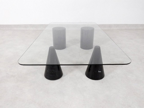 Image 1 of Vintage Italian Rectangular Marble Coffee Table with Glass Top