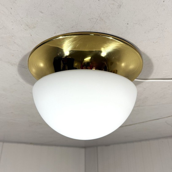 Image 1 of Glashütte Limburg ceiling lamp brass & satin glass