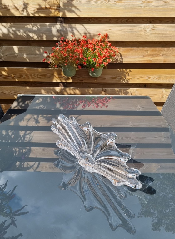 Image 1 of Art Vannes designer Pierre d'Avesn vintage signed French crystal bowl, 1960s