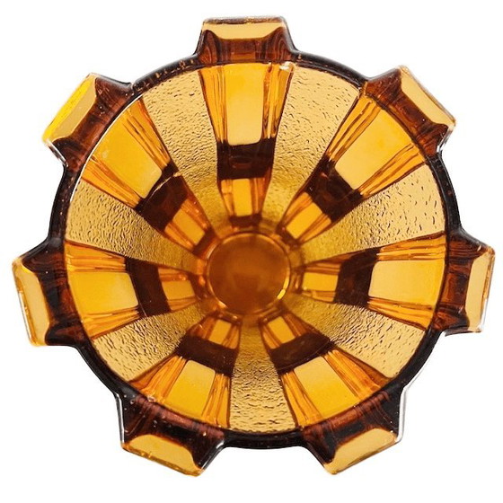 Image 1 of Jarrón de cristal color miel Art Déco, ámbar cubista, Henri Heemskerk, Scailmont, década de 1920
