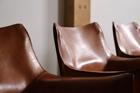 Image 1 of 6er-Set Cassina CAB Esszimmerstühle mit Armlehnen in cognacfarbenem Leder von Mario Bellini, Italien, 1970er Jahre