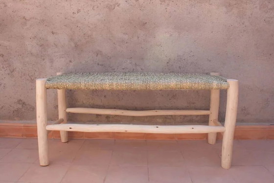 Banc marocain tressé – Osier, Rotin, Modern (photo 2 of 6)