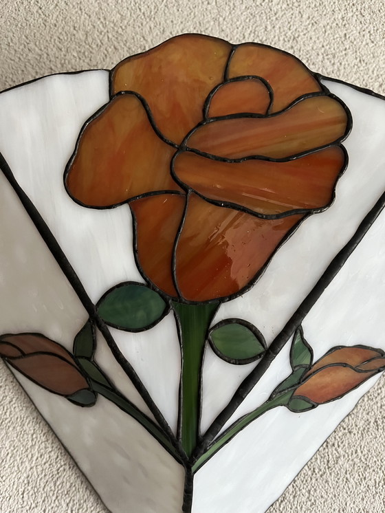 Image 1 of Vintage grote Tiffany wandlamp met rozenmotief