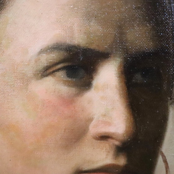 Image 1 of Oil Painting on Canvas, Female Portrait Signed Nazzareno Sidoli