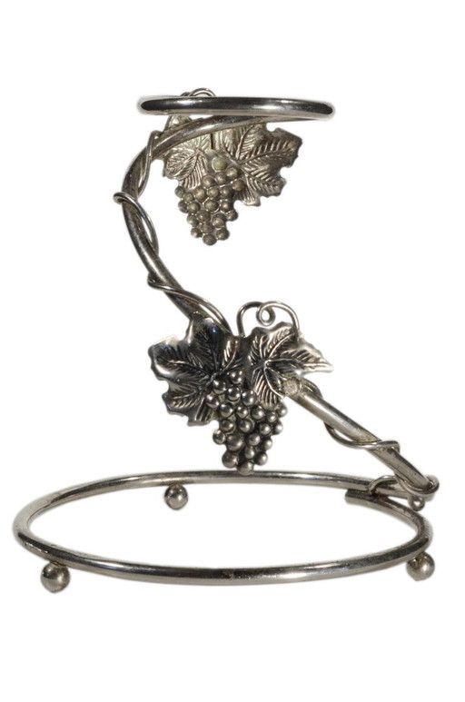 Support Présentoir En Métal Argenté Vigne Raisin, D14xH15cm, Siléa – decoratieve objecten, Metal, Silver