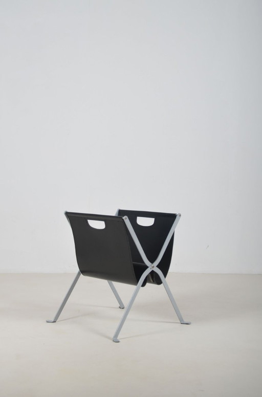 Portariviste pieghevole italiano in pelle di sella, anni '70