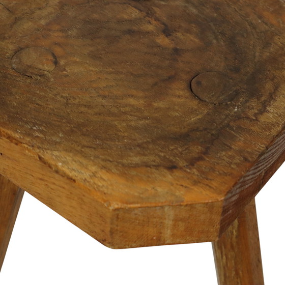 Image 1 of Antieke Eiken Driepoot Kruk Melkkruk