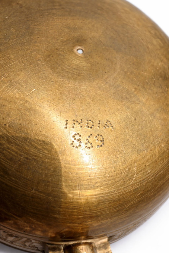 Image 1 of Vintage messing tabaksdoos & Silent Butler - India 869 - jaren 1950