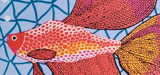 Image 1 of D'après Yayoi Kusama, Poisson rouge, Lithographie, années 1990
