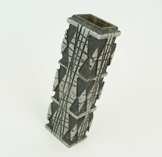 Image 1 of rare brutalist mid century VASE made of cast aluminum casper studioguss 1970s