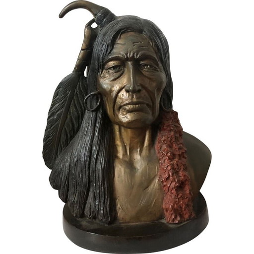 Vintage sculpture of a Native American face