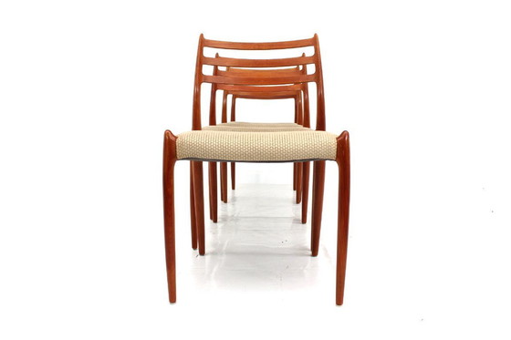 Image 1 of als nieuw, Set van 4 Niels O. Møller by J.L. Møllers, Model 78 Vintage Teak Deense Eetkamerstoelen, nieuwe bekleding, RP. 5160,-