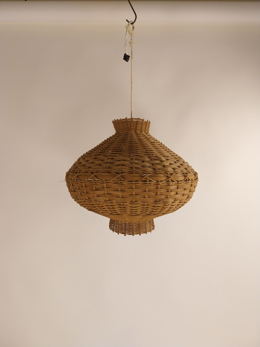 1 x wicker Mid - Century pendant lamp 1970's