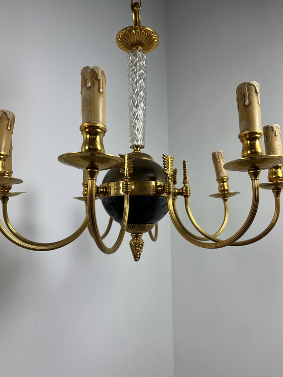 Image 1 of Vintage 1940s/50s gold plated French chandelier