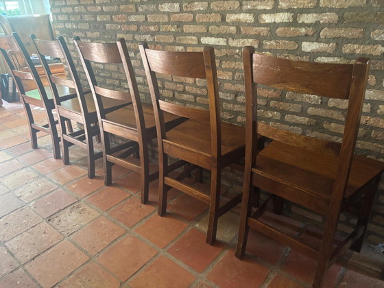 Set of 10 commissioned dining chairs in the French style, approximately 30 years old – Anna Mes, Wood (photo 3 of 8)