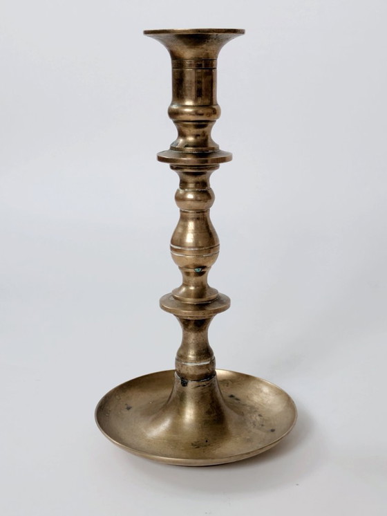 Image 1 of Set of 6 Vintage Brass Candleholders: Mixed-Height and Designs, Holiday Table