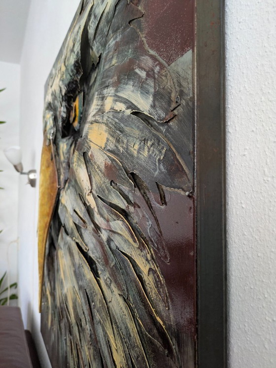 Image 1 of 3D metalen wanddecoratie met adelaar (gelaagde/reliëf metalen kunst)