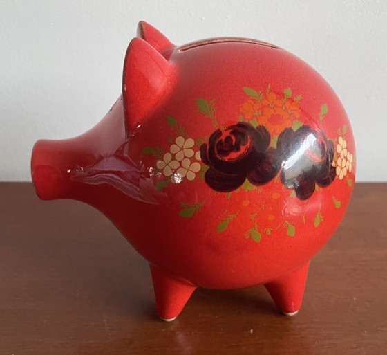 Image 1 of Waechtersbach - Tirelire cochon vintage en faïence rouge
