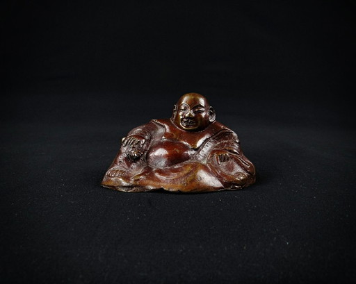 Bronze Buddha or Budai of Fortune Chinese sculpture late 19th century Qing