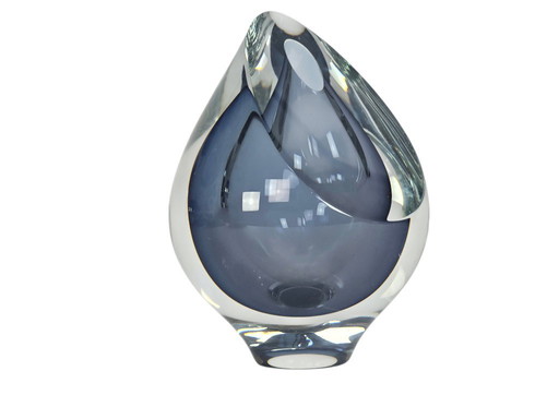 Robert Deeble - verre - Amérique - signé - verre transparent - bleu - années 1980