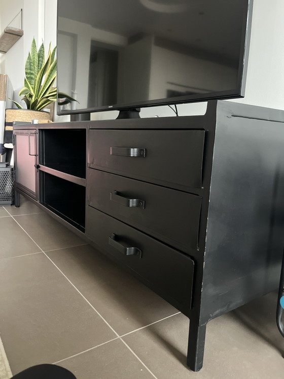 TV cabinet - industrial style - as new, TV furniture, Metal, Black (photo 4 of 5)