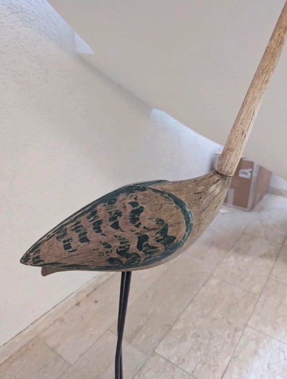 Image 1 of Figura alta in legno Gru Cicogna Shabby Chic 1,5M