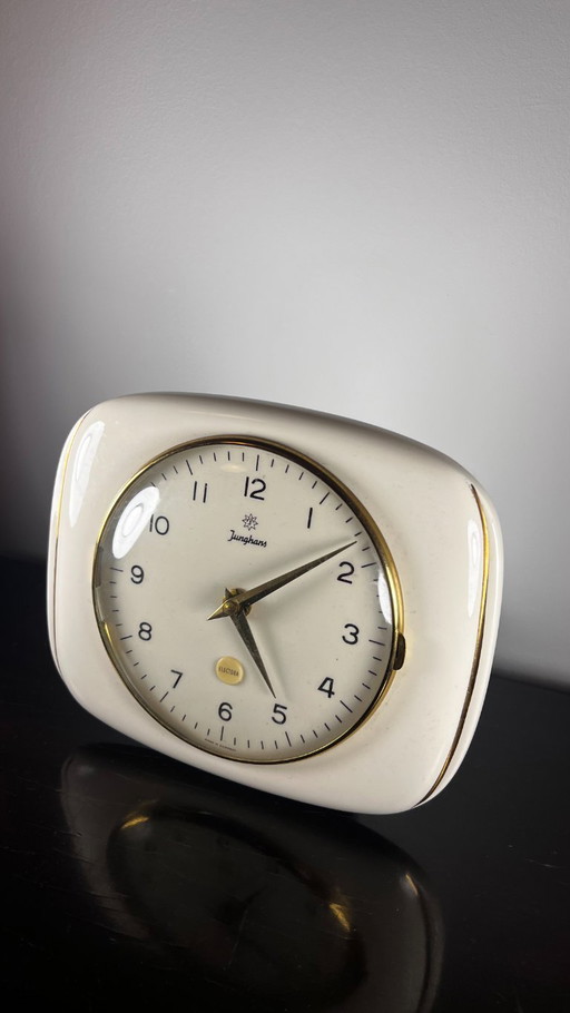 Orologio da cucina vintage in ceramica Junghans – Modello 714/19/52 | Moderno di metà secolo tedesco