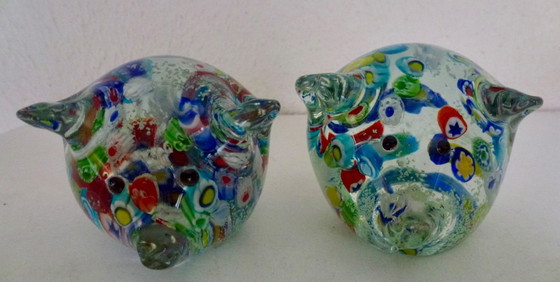 Image 1 of 2 presse-papiers en verre de Murano Millefiori en forme de cochon.