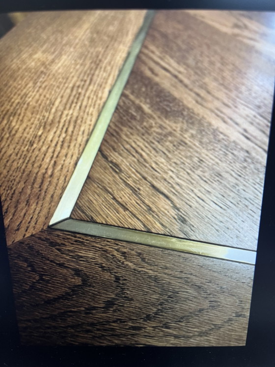 Image 1 of Eettafel eiken en messing