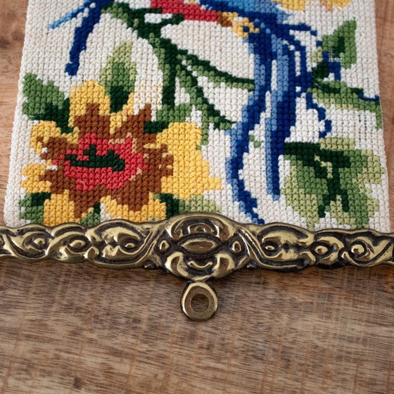 Decorazione murale vintage (corda per campanello) con motivo di uccelli e fiori: arte popolare olandese (photo 8 of 11)