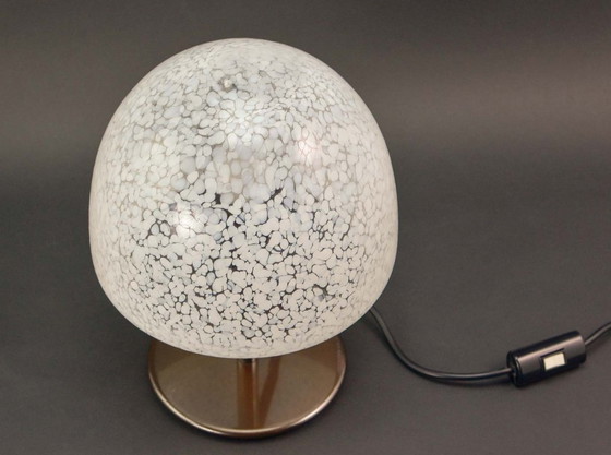 Image 1 of Rara lampada da tavolo a forma di fungo con vetro di Murano screziato attribuita a Barovier e Toso, Italia, anni '60.