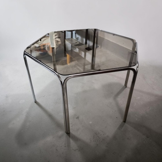 Dream Vintage Space Age Hexagon Chrome Glass Dining Table Gastone Rinaldi 1970s (photo 6 of 9)