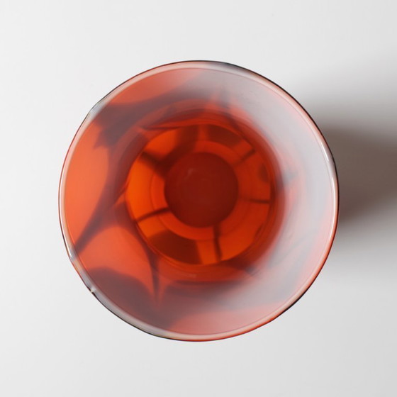 Image 1 of Zeldzame vintage vaas van Murano-glas in twee kleuren (oranje en bruin) uit het midden van de 20e eeuw / Italië / jaren 70
