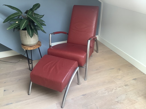 Harvink lederen Club fauteuil met hocker
