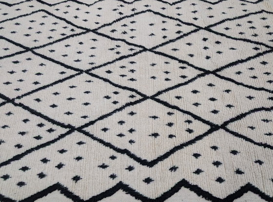 Image 1 of Tapis berbère - 305 cm x 208 cm - blanc et noir Laine