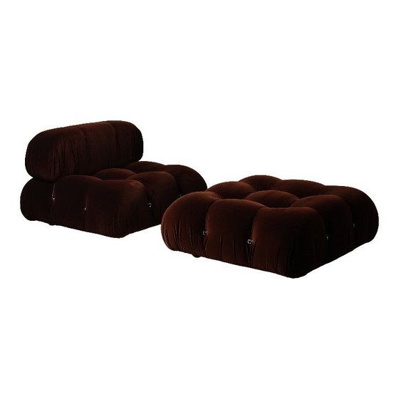 Image 1 of 2x Camaleonda sofa modules by Mario Bellini for B&B Italia in chocolate brown velvet, Italy, 1970s