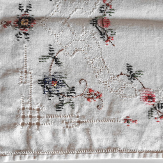 Image 1 of THREAD BREAKFAST TABLECLOTH - HAND EMBROIDERED
