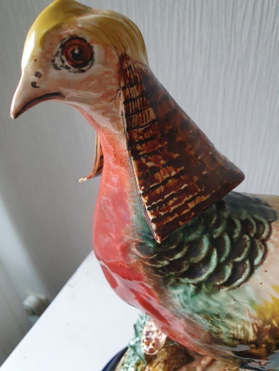 Image 1 of Large antique ceramic pheasant statue ca. 1900-1920