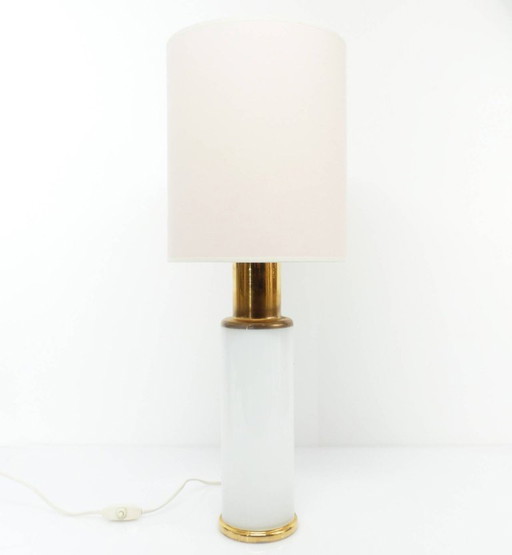 White opaline glass lamp base, Uno & Östen Kristiansson for Luxus Sweden 1970