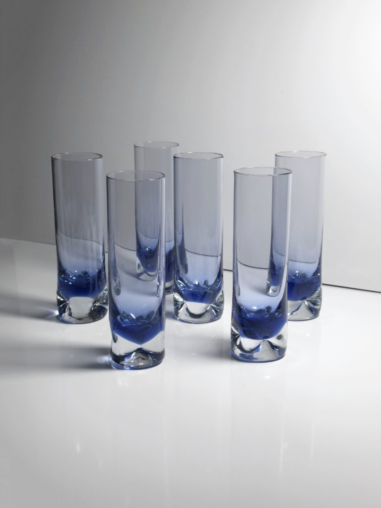 6 Vintage Murano Glas Trinkgläser Violett Lila Dellen Bubble Brutalist 60er 70er Arti Vetro Kristall Italien Highball Longdrink