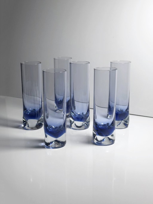 6 Vintage Murano Glas Trinkgläser Violett Lila Dellen Bubble Brutalist 60er 70er Arti Vetro Kristall Italien Highball Longdrink 