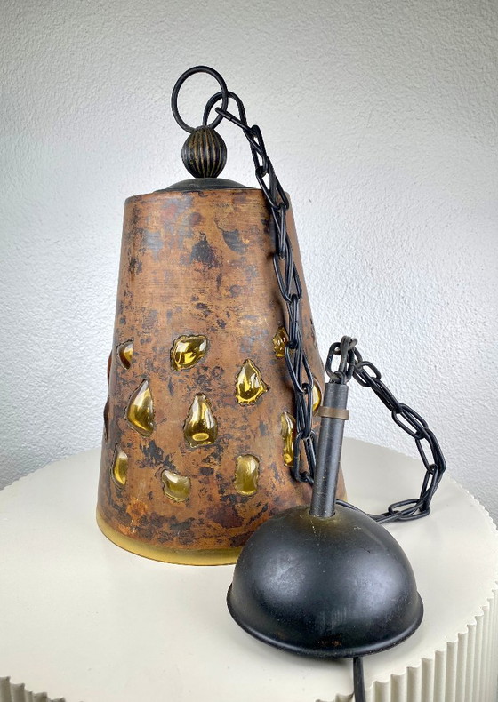 Image 1 of Vintage Brutalist Pendant Lamp by Nanny Still-McKinney for Raak Amsterdam – Dark Mid Century Modern Large Hanging Light, 1960s