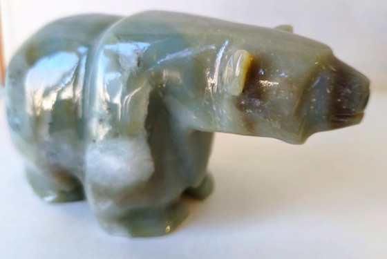 Escultura grote, handgesneden nefriet jade ijsbeer (1,14 kg) – Estilo inuit – Stone (photo 6 of 9)