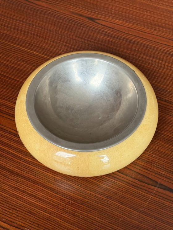 Image 1 of Set di due ciotole Aldo Tura in pelle di capra e ottone